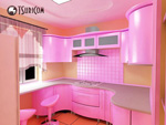 Угловая кухня под заказ Розовая мечта