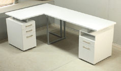 Угловой компьютерный стол белый глянец 2МД64.3.180
