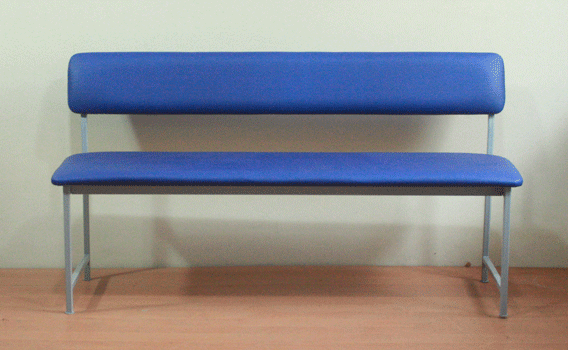 Банкетка БК1.150 со спинкой для посетителей кожзам синяя